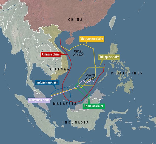 China claims nearly all of the oil- and resource-rich waters of the South China Sea and has ignored counterclaims from the Philippines, Vietnam, Taiwan, Brunei and Malaysia.