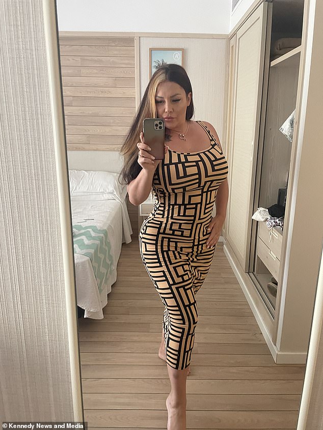 Rara Armstrong (pictured on holiday) from Gloucester took her 11-year-old son on a family holiday to Benidorm, Spain, where she said the worker made her feel uncomfortable when he asked for her number and took her out for a coffee.