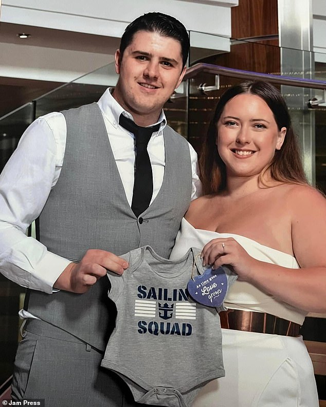 Charleigh Boyne, a dance teacher from Manningtree, Essex, pictured with husband Liam, 28, had a normal delivery of her first child in April last year. But six days after bringing home her newborn daughter Alessia, the 28-year-old developed a painful rash on her stomach and struggled to stay awake