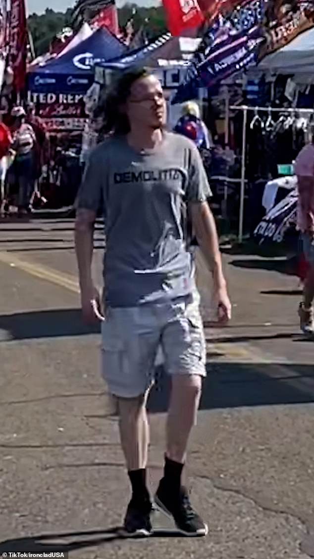 Thomas Matthew Crooks pictured at the Trump rally in Butler, Pennsylvania on July 13 before he opened fire on the crowd and the former president