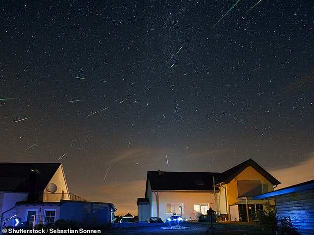 Shooting stars of the Perseid meteor shower.