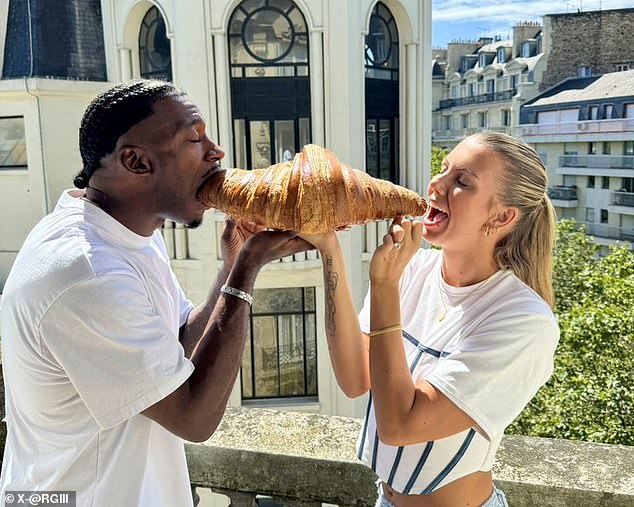 Robert Griffin II and his wife Grete shared a giant croissant in a photo posted on X