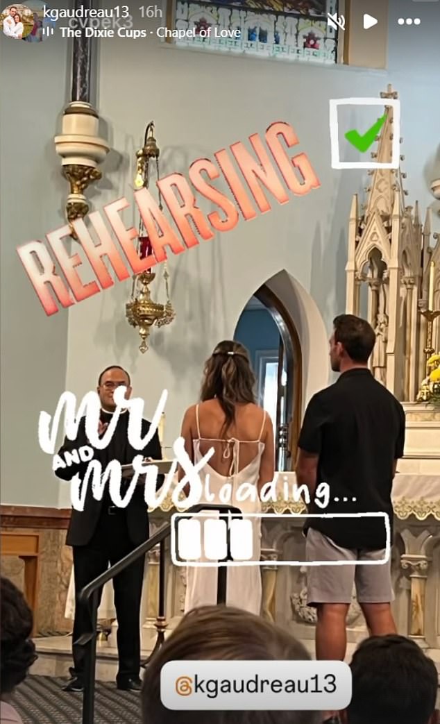 It is believed that he and his brother Matthew were murdered on the eve of their sister Katie's wedding to her partner Devin Joyce (pictured: Katie and Devin rehearsing for their wedding)