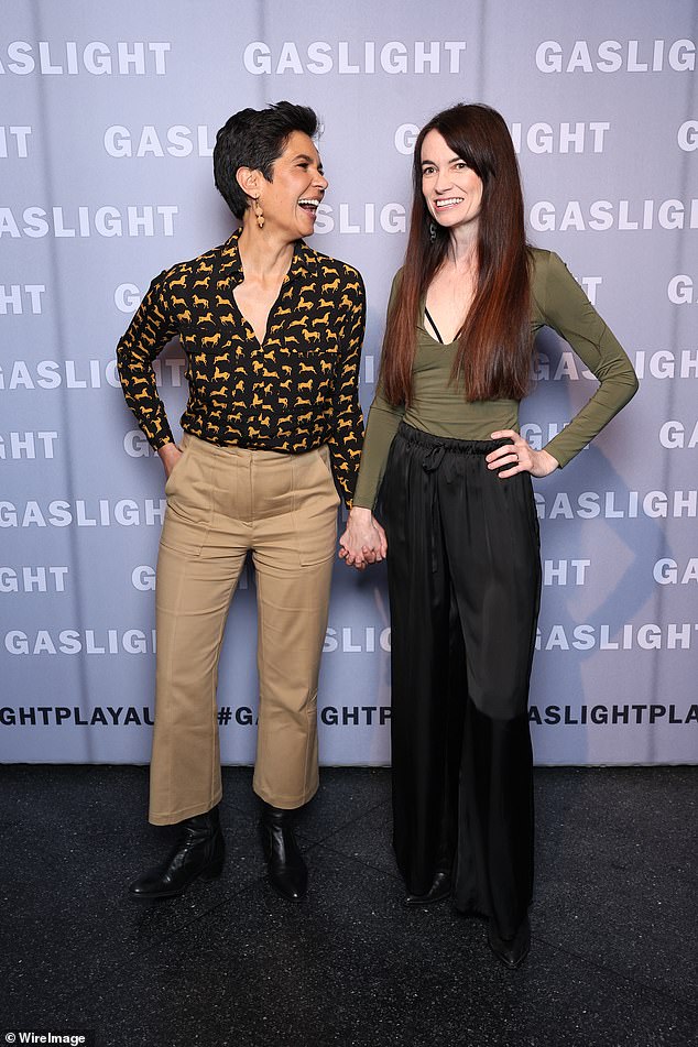 Narelda Jacobs walked down the aisle with her bride Karina Natt earlier this month. And the newlyweds made their red carpet debut as a married couple on Friday at the Gaslight opening night at Sydney's Roslyn Packer Theatre. Both pictured