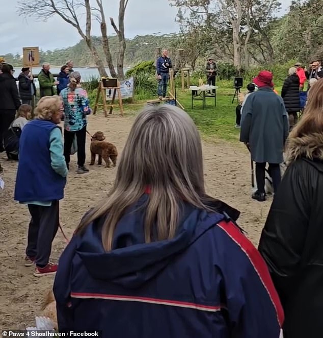 Dog owners hold Save Our Steps rally to complain they are being denied main access to Narrawallee Beach on the NSW south coast