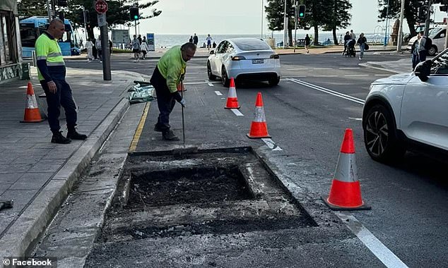 The planter, which was built almost in the middle of the road, on the corner of Arden Street and Coogee Bay Road, in Sydney's east, was removed on Wednesday (pictured)