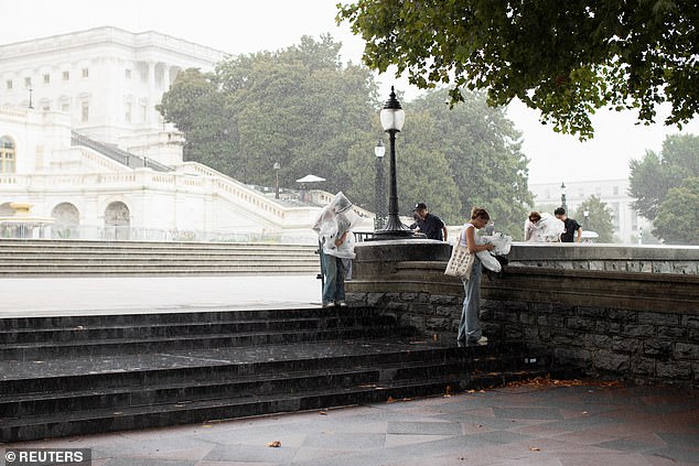 People in Washington, including those in the Capitol Complex, are under tornado warnings as storms move through DC. This could be due to residual effects from Hurricane Debby, which hit Florida last week.