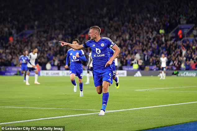 Jamie Vardy scored the equaliser against Tottenham in the 57th minute, giving the Foxes a point