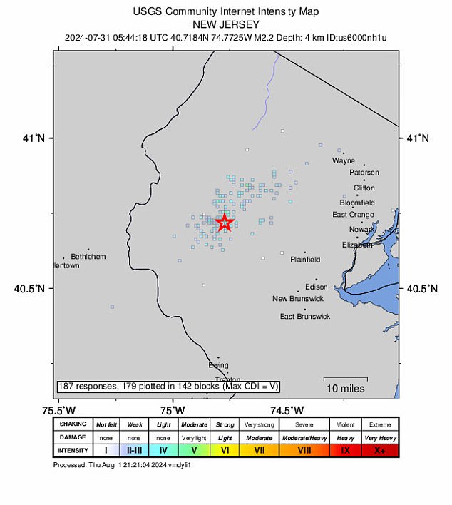 The United States Geological Survey (USGS) detected a magnitude 2.2 earthquake in California at approximately 1:44 a.m. ET on Wednesday.