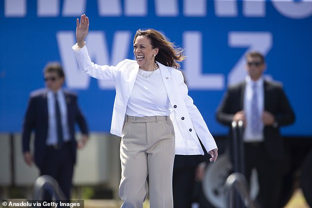 Harris attends her and Governor Tim Walz's presidential campaign rally in High Country, Wisconsin, United States on August 7, 2024