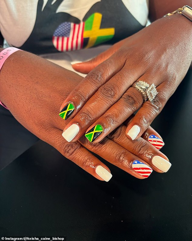 Noah Lyles' mother wore the American and Jamaican flags on her fingernails this past weekend