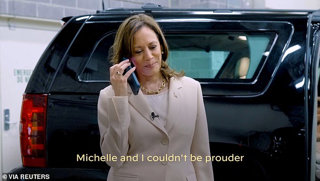 US Vice President Kamala Harris speaks by phone with former President Barack Obama and former first lady Michelle Obama