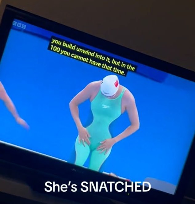 IMPOSSIBLY THIN: Olympic fans were shocked when Chinese swimmer Tang Qianting entered the pool arena on Monday with an incredibly 'pinched' waist