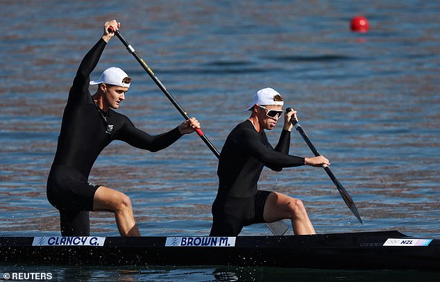 Grant Clancy (left) and Max Brown finished almost a minute behind the winners of their canoe sprint race on Tuesday in scenes described as 