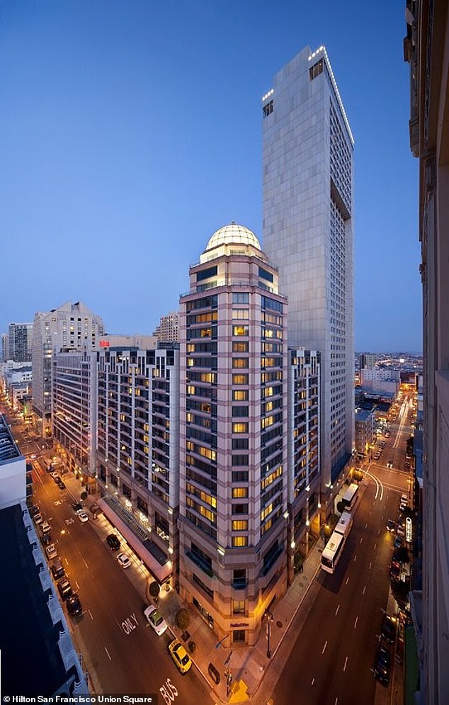 Staff at the Hilton San Francisco Union Square (pictured) have had to take on second jobs after a drastic cut in work hours