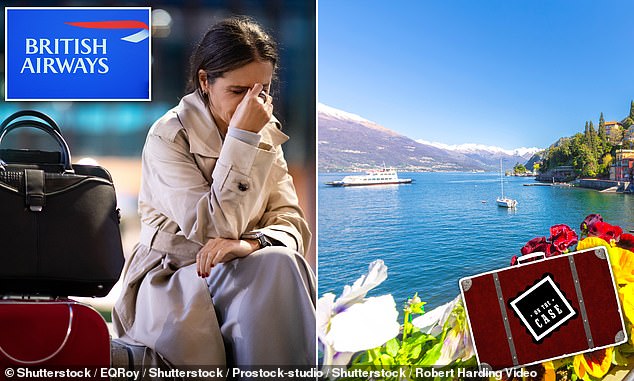 Missed: LH's Lake Como vacation came to a frustrating - and expensive - end when her car ride to the airport was delayed, meaning she was late to catch her flight