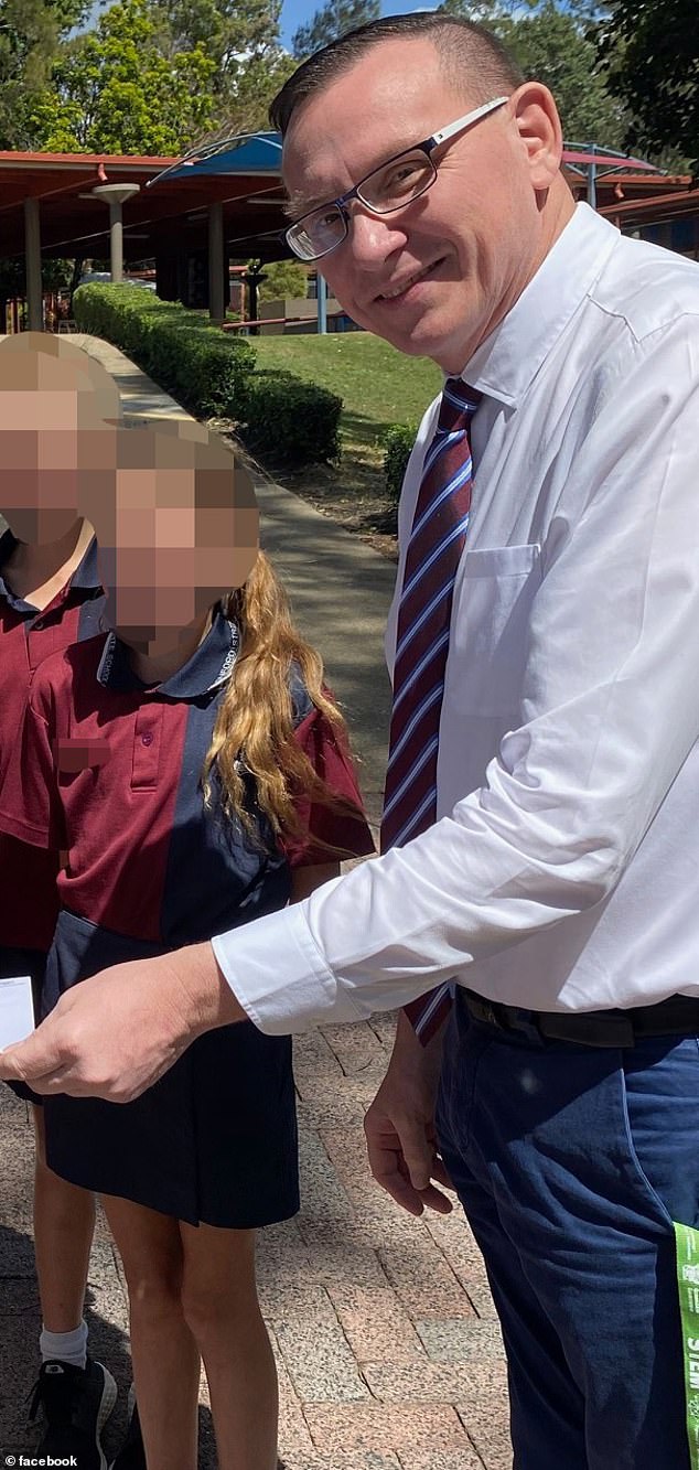 Oxenford State School principal Patric Brady (pictured) has been charged with allegedly possessing child exploitation material and manipulating children