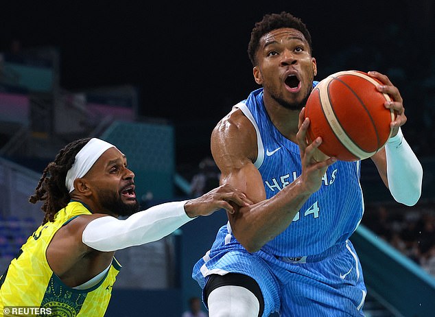 The Boomers were unable to win in their Group A match against Greece in Lille, Pierre Mauroy Stadium, Villeneve-d'Ascq, France (Pictured: Greece's Giannis Antetokounmpo in action against Australia's Patty Mills)