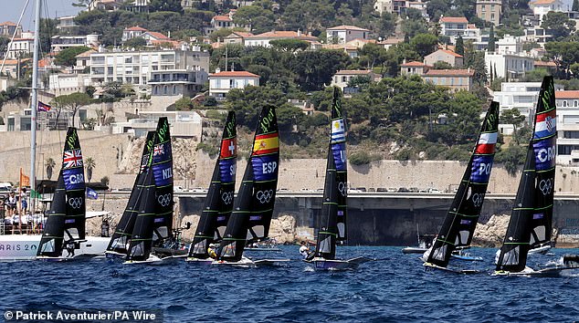 The men's skiff medal race was temporarily cancelled on Thursday afternoon due to wind