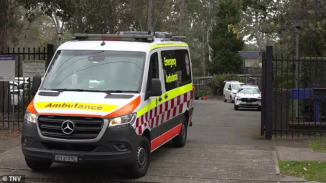 Police and paramedics are at the scene of a suspected self-harm incident at around 12pm on Monday (pictured)