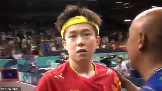 Wang Chuqin was devastated after his table tennis bat broke