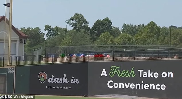 The bouncy castle was seen upside down and in a sagging condition after the accident