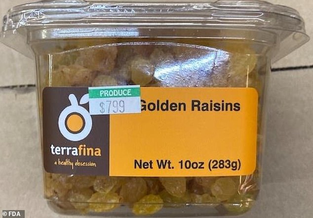 The golden raisins in 10oz packages were sold in stores throughout New York State