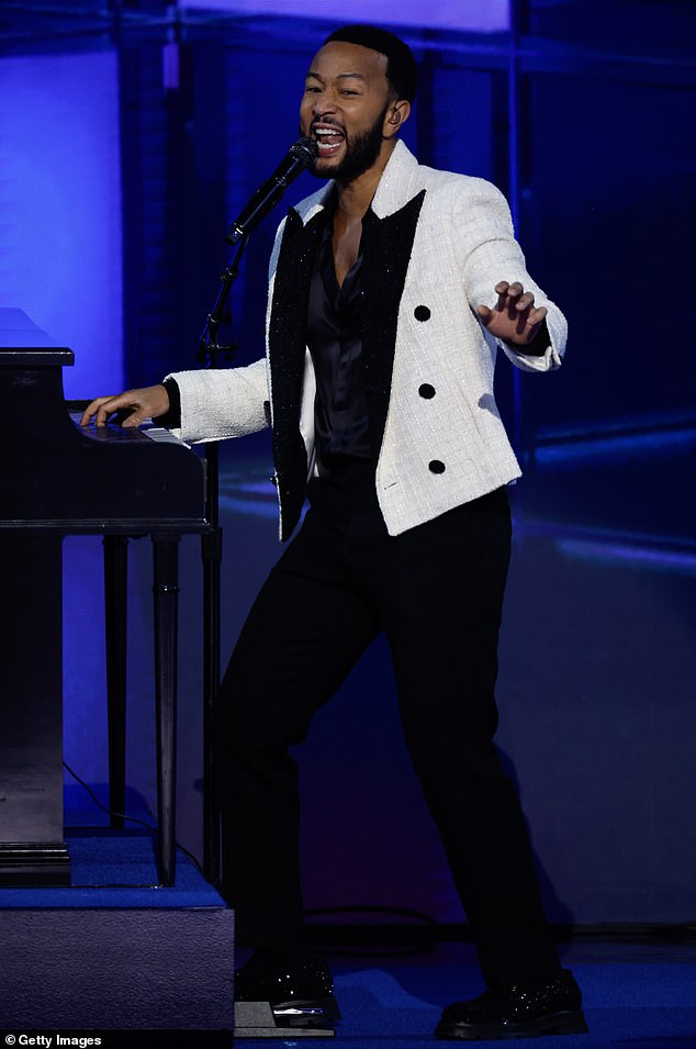 John Legend got the crowd on their feet when he performed Prince's hit Let's Go Crazy with Shelia E. during the third night of the 2024 Democratic National Convention in Chicago on Wednesday.