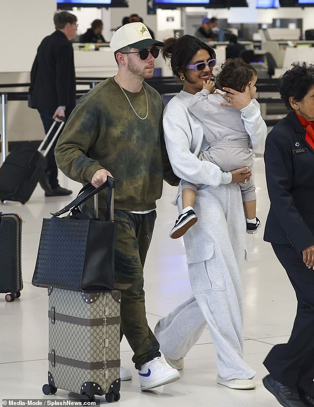 Priyanka Chopra and her husband Nick Jonas looked overjoyed as they prepared to return to the US after a family vacation in Australia on Sunday