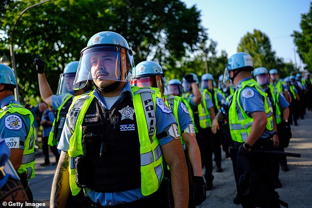 Hundreds of police officers faced thousands of protesters during a pro-Palestinian march to the Democratic National Convention on Monday