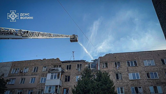 An apartment complex has been destroyed in the northwestern city of Lutsk, reportedly killing one person