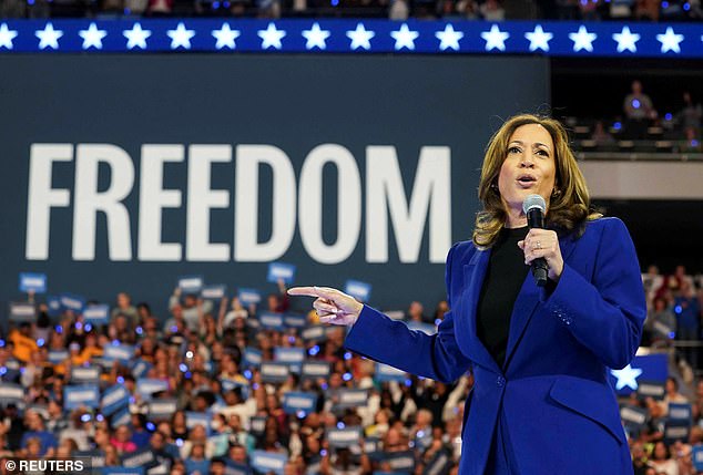 U.S. Vice President and Democratic presidential candidate Kamala Harris speaks at a campaign rally in Milwaukee, Wisconsin, U.S., August 20, 2024. Voters in Chicago expressed their admiration and skepticism toward Harris, who was partly committed along party lines, but many were uncertain about her political positions.