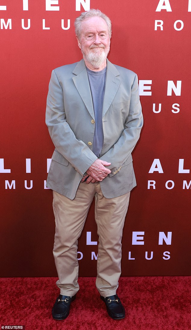 Ridley Scott made a rare red carpet appearance when he walked the stage for the Alien: Romulus premiere in LA on Monday