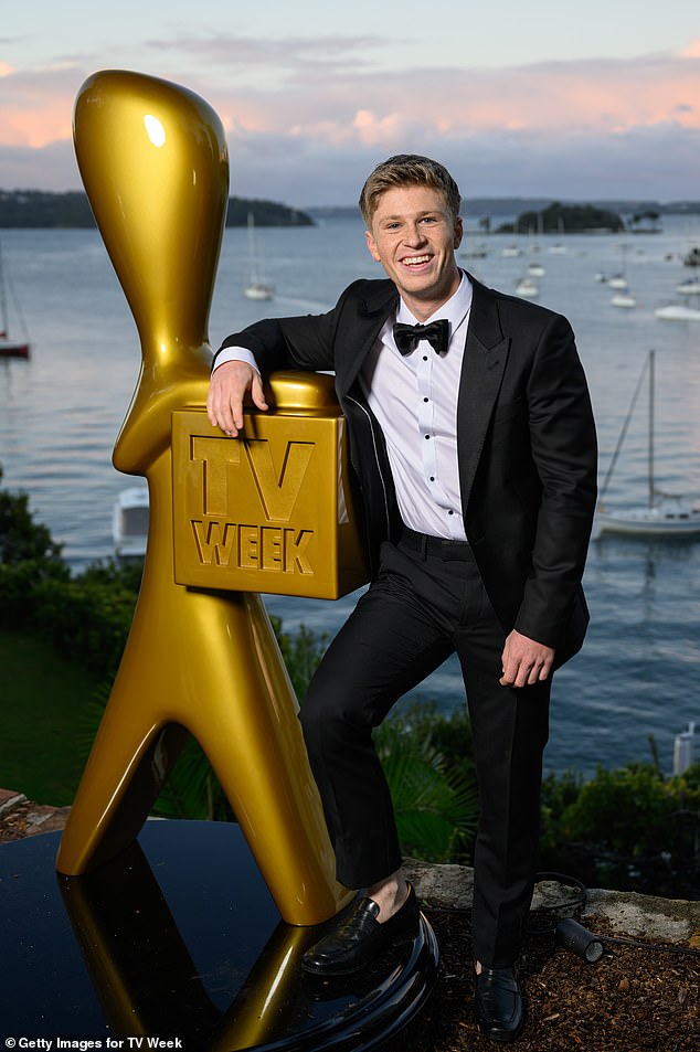 Robert Irwin (pictured) gave a hilarious account on Tuesday of how he accidentally got 'drunk' while presenting for the first time at the 2018 Logies ceremony in Sydney