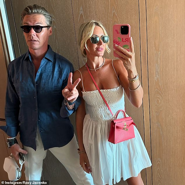 Roxy Jacenko has taken a good-natured swipe at her husband Oliver Curtis as she wishes him a happy birthday. Both pictured