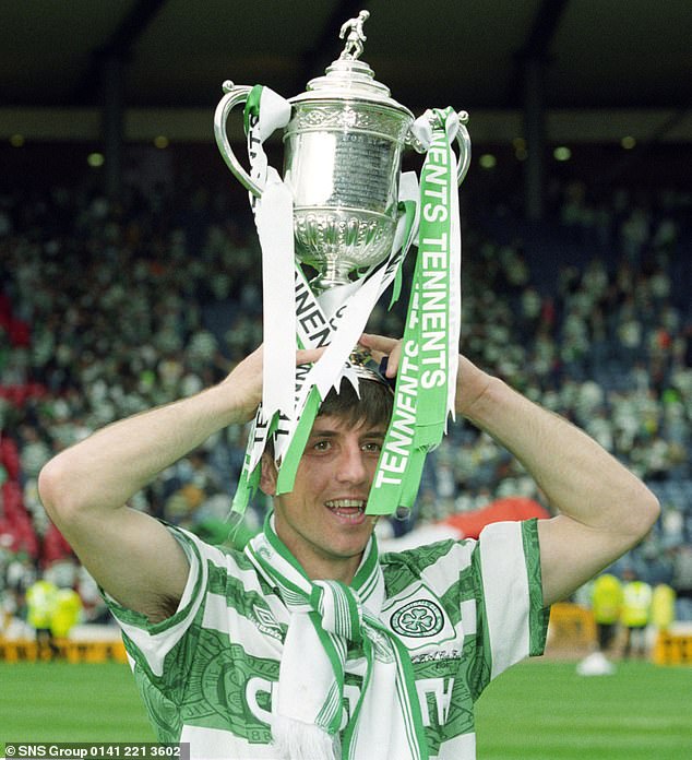 Vata celebrates Celtic's victory in the 1994-95 Scottish Cup Final at Airdrie