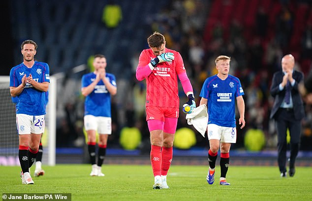 Rangers players trudge off after disastrous defeat to Dynamo Kiev at Hampden