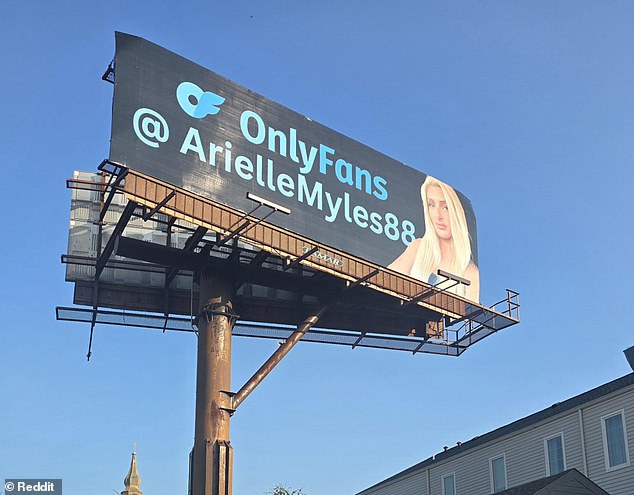 The billboard in Central City, near the Caesars Superdome, features the caption “Only Fans @ArielleMyles88” with a modest photo of Baker — a stark contrast to the seductive and racy photos that appear throughout her account.