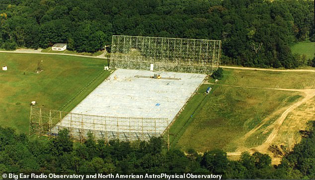 In 1977, Ohio State University's Big Ear radio telescope (pictured) picked up a signal from space so strange that it still baffles scientists nearly 50 years later