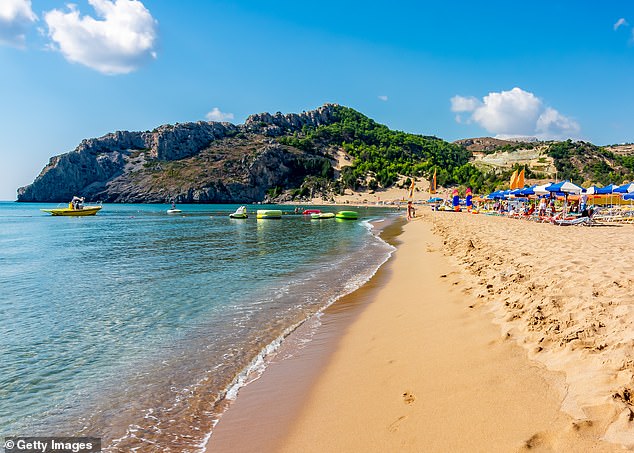 The still unnamed 48-year-old was last seen yesterday by his niece, with whom he went swimming (File photo from Tsampika Beach on Rhodes)