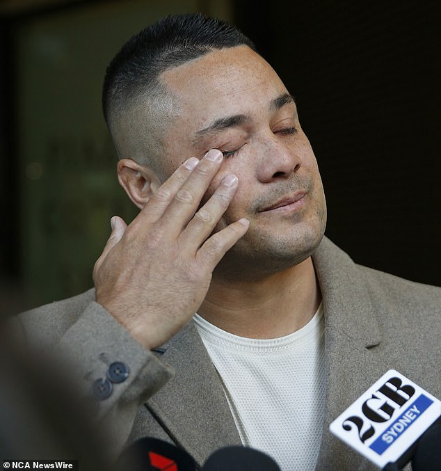 Hayne was emotional when the sexual abuse charges were officially dropped