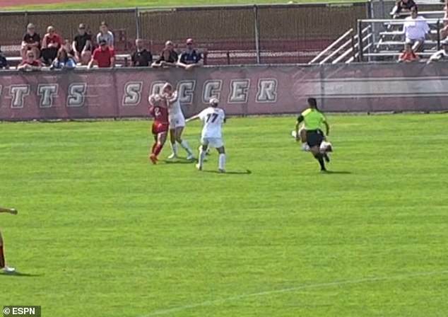 Rutgers' Gia Girman (#2) and UMass' Ashley Lamond got into a scuffle after the former fouled a UMass player