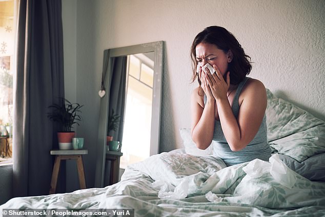 Symptoms of Covid include fever or chills, cough, shortness of breath or difficulty breathing, fatigue, muscle or body aches, headache, loss of taste or smell, sore throat, stuffy or runny nose, nausea or vomiting, and diarrhea (file image)