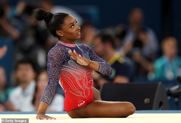 Later in the day, Biles recovered from a slip during her warm-up to win silver in the floor final