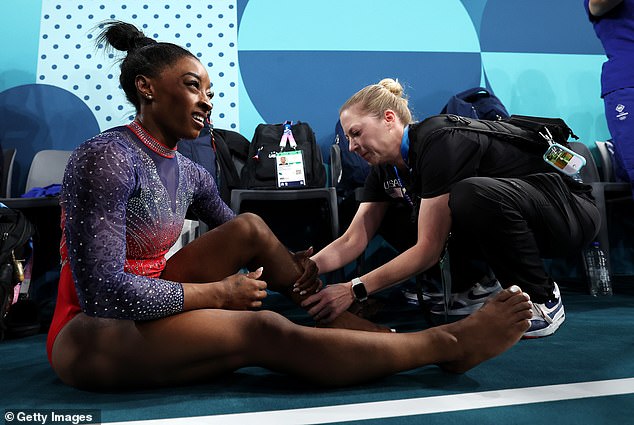 Simone Biles reveals the damage to her calf as she