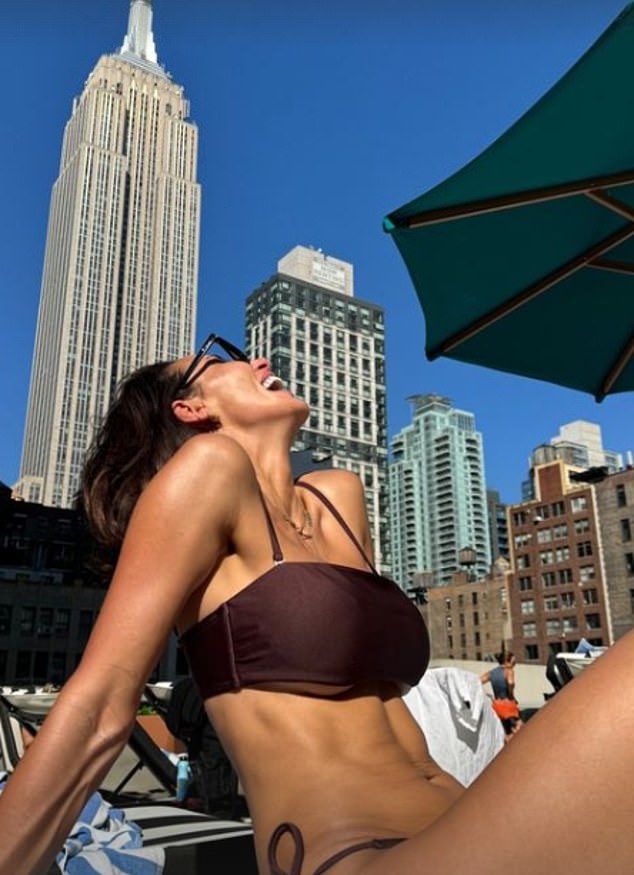 Snezana Wood showed off her incredible figure as she soaked up the sun in New York City this week after travelling to the United States with her daughter Eve