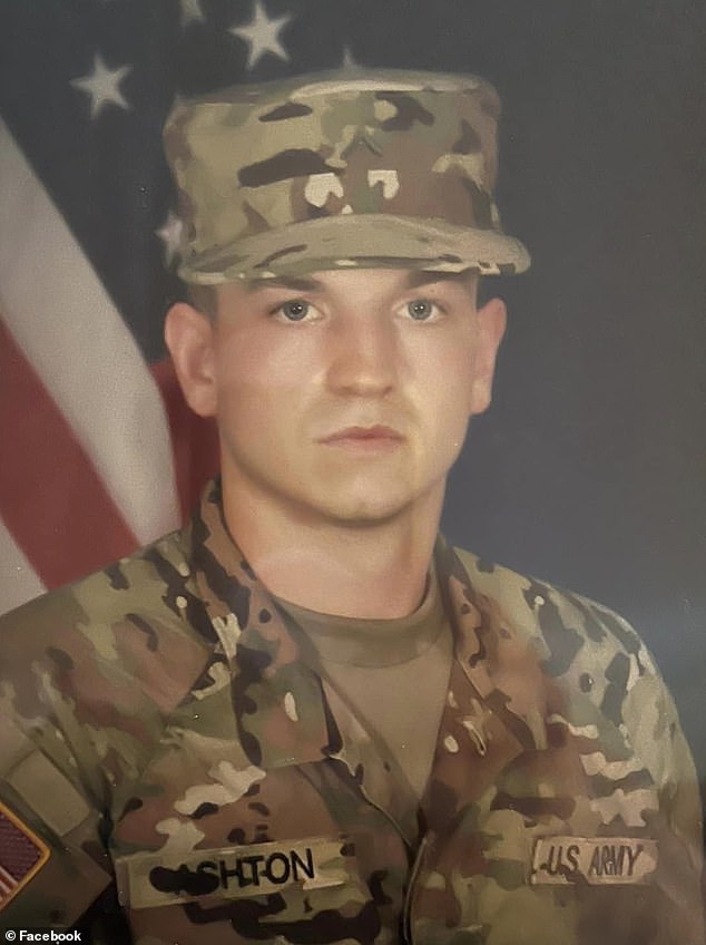 Specialist Jacob Ashton, pictured here in uniform, was found dead earlier this month at Fort Drum barracks in upstate New York.