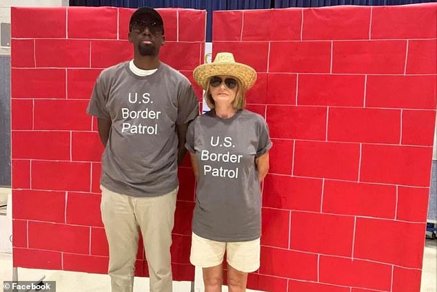 Royall Elementary School in Florence was outraged after two staff members dressed as border patrol agents to represent Mexico as part of an 'Olympic parade'