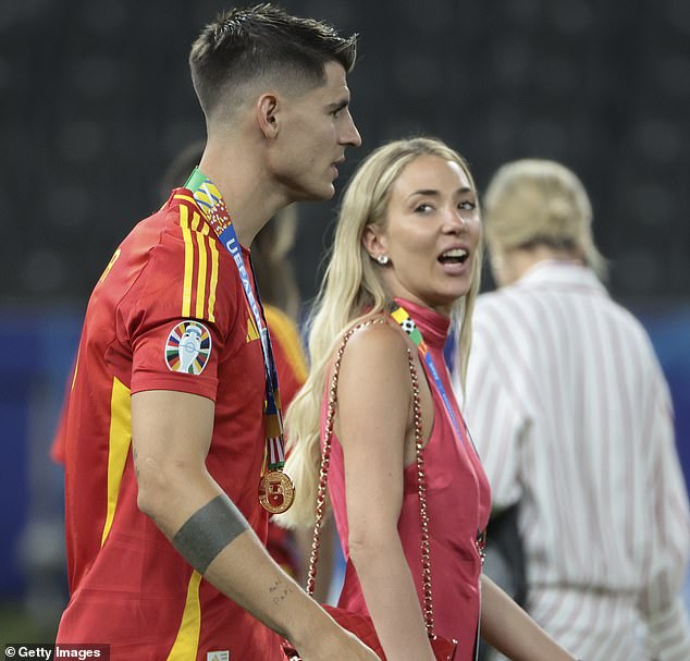 Alvaro Morata and his wife Alice Campello pictured in Berlin after the Euro 2024 final