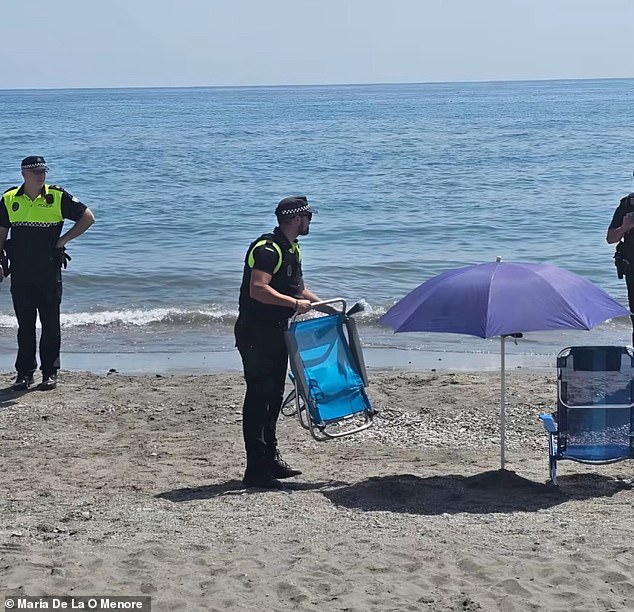 Spanish police have joined the war on tourists by confiscating the sun loungers and parasols of unruly holidaymakers